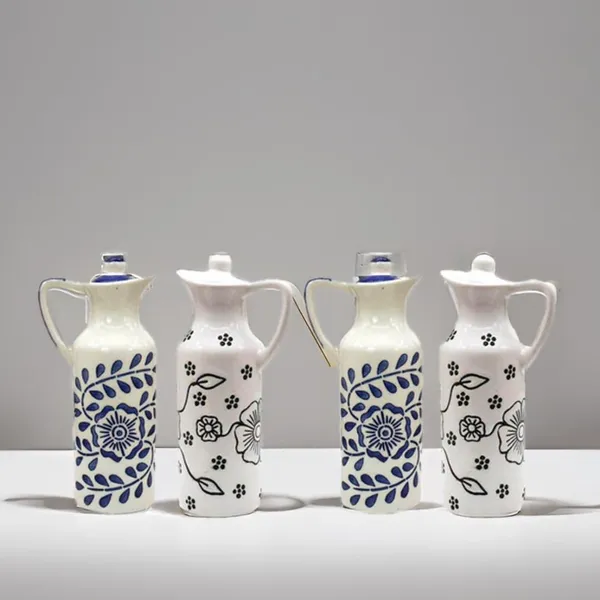 Ceramic_Oil_Dispenser_Mini_(Pack_Of_4)_Blue_&_White_|_300_Ml_Each