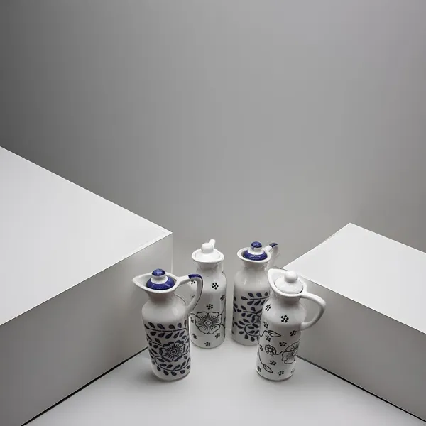 Ceramic_Oil_Dispenser_Mini_(Pack_Of_4)_Blue_&_White_|_300_Ml_Each