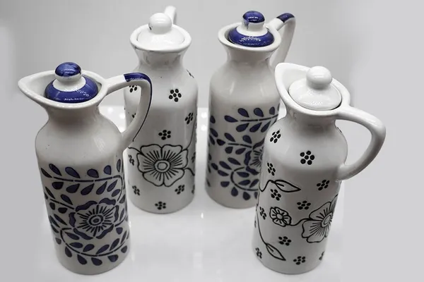 Ceramic_Oil_Dispenser_Mini_(Pack_Of_4)_Blue_&_White_|_300_Ml_Each