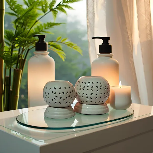 Electric_Aroma_Diffuser/Burner_&_Ball_Shape_Electric_Ceramic_Aroma_Oil_Diffuser_Set_(Pack_Of_2)_|_Natural_Air_Fragrance_For_Office/Home_Decor/Spa/Living_Room_|_White_(Arm-Mb_&_Sb)
