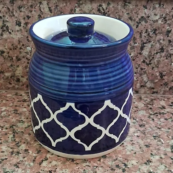 Kreceramic_Jars_With_Lid_And_Multipurpose_Barni_For_Chutney|_Pickle|_Spice|_Storage_Container|_Dining_Table_Container_Set_(500_Ml)_Blue