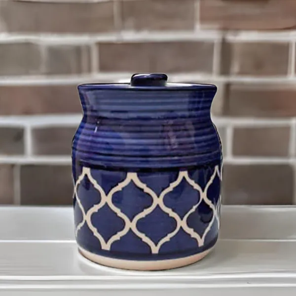 Kreceramic_Jars_With_Lid_And_Multipurpose_Barni_For_Chutney|_Pickle|_Spice|_Storage_Container|_Dining_Table_Container_Set_(500_Ml)_Blue