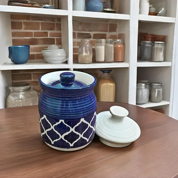 Kreceramic_Jars_With_Lid_And_Multipurpose_Barni_For_Chutney|_Pickle|_Spice|_Storage_Container|_Dining_Table_Container_Set_(500_Ml)_Blue