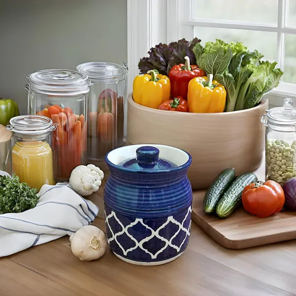 Kreceramic_Jars_With_Lid_And_Multipurpose_Barni_For_Chutney|_Pickle|_Spice|_Storage_Container|_Dining_Table_Container_Set_(500_Ml)_Blue