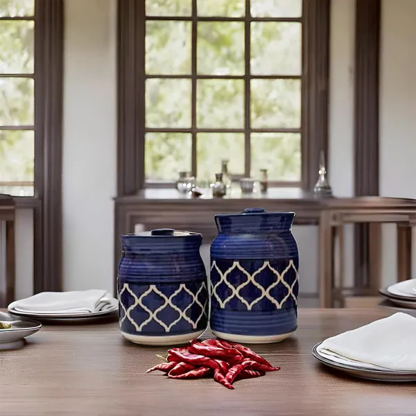 Ceramic_Pickle_Jars_With_Lid_|_Barni_|_Containers_|_Storage_Jar_For_Spice_Pickle_Chatni_Achar_|_Hand_Painted_Ceramic_Barni_|_Achar_Ki_Barni_|_Pack_Of_2_(500_Ml_And_1000_Ml)_Blue