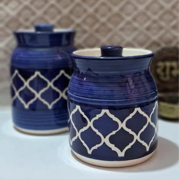 Ceramic_Pickle_Jars_With_Lid_|_Barni_|_Containers_|_Storage_Jar_For_Spice_Pickle_Chatni_Achar_|_Hand_Painted_Ceramic_Barni_|_Achar_Ki_Barni_|_Pack_Of_2_(500_Ml_And_1000_Ml)_Blue