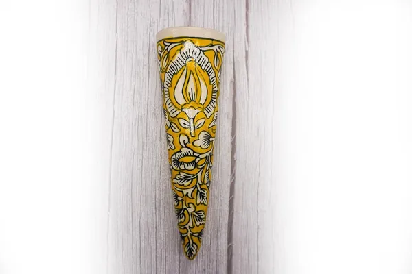 Handicrafts_Ceramic_Pottery_Style_Cone_Planter_For_Home_Balcony_And_Living_Room_|_Flower_Vase_Floral_Cones_Decorative_Wall_Hanging_Pots_(Yellow)