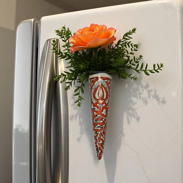 Ceramic_Pottery_Style_Cone_Planter_For_Home_Balcony_And_Living_Room_|_Flower_Vase,_Floral_Cones,_Decorative_Wall_Hanging_Pots_(Orange)