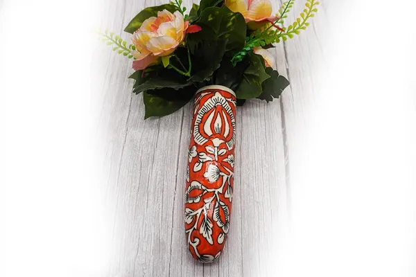 Ceramic_Pottery_Style_Cone_Planter_For_Home_Balcony_And_Living_Room_|_Flower_Vase_Floral_Cones_Decorative_Wall_Hanging_Pots_(Oval_Orange)