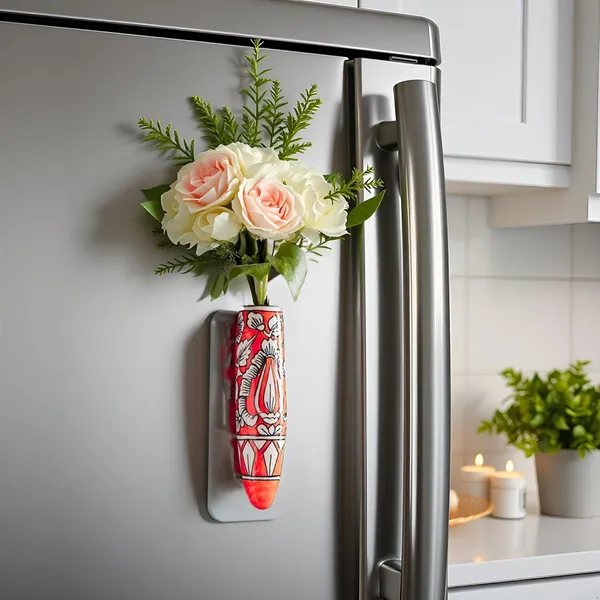 _Ceramic_Pottery_Style_Cone_Planter_For_Home_Balcony_And_Living_Room_|_Flower_Vase,_Floral_Cones,_Decorative_Wall_Hanging_Pots_(Oval_Red)