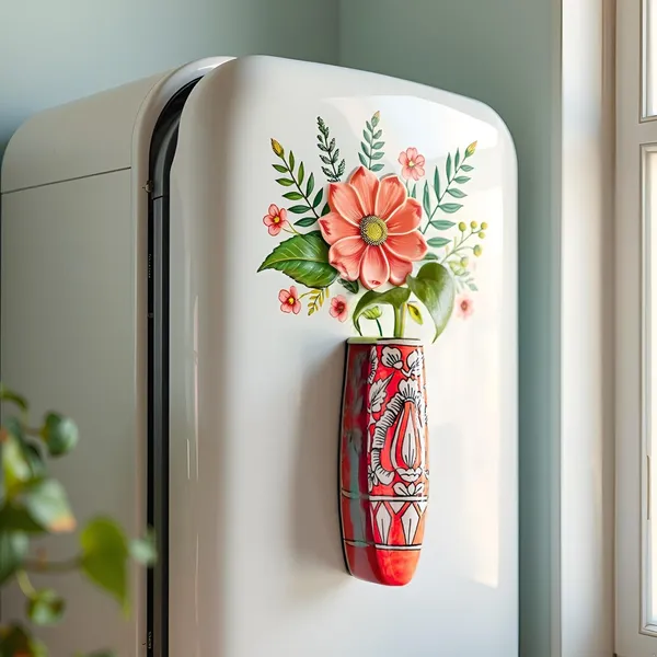 _Ceramic_Pottery_Style_Cone_Planter_For_Home_Balcony_And_Living_Room_|_Flower_Vase,_Floral_Cones,_Decorative_Wall_Hanging_Pots_(Oval_Red)