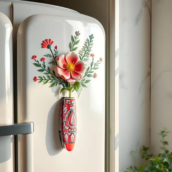_Ceramic_Pottery_Style_Cone_Planter_For_Home_Balcony_And_Living_Room_|_Flower_Vase,_Floral_Cones,_Decorative_Wall_Hanging_Pots_(Oval_Red)