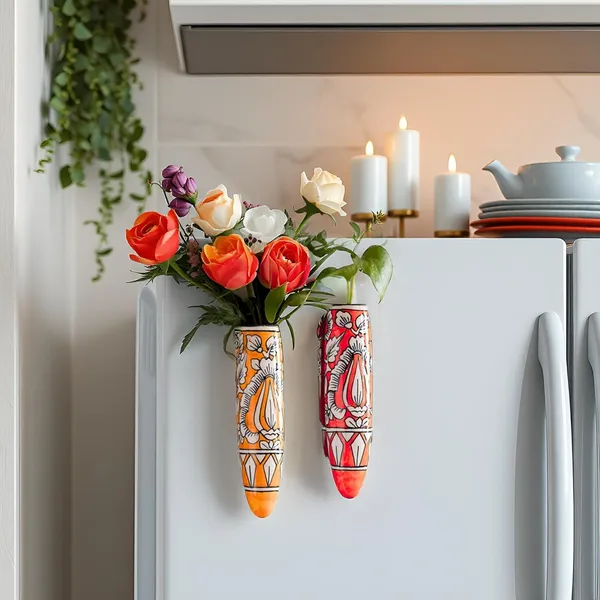 Ceramic_Pottery_Style_Cone_Planter_For_Home_Balcony_And_Living_Room_|_Flower_Vase_Planter_Floral_Cones_Decorative_Wall_Hanging_Planter_Pots_(Oval_(Orange_&_Red))