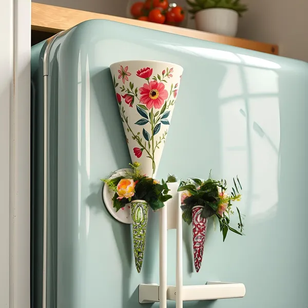 Ceramic_Pottery_Style_Cone_Planter_For_Home_Balcony_And_Living_Room_|_Flower_Vase_Planter_Floral_Cones_Decorative_Wall_Hanging_Planter_Pots_(Cone_(Green_&_Red))