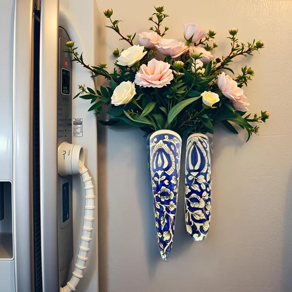 Handicrafts_Ceramic_Pottery_Style_Cone_Planter_For_Home_Balcony_And_Living_Room_|_Flower_Vase_Planter_Floral_Cones_Decorative_Wall_Hanging_Planter_Pots_((Oval_And_Cone)_(Blue))