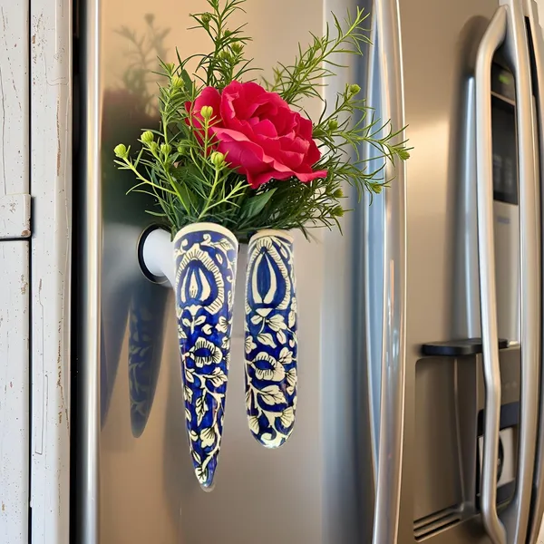 Handicrafts_Ceramic_Pottery_Style_Cone_Planter_For_Home_Balcony_And_Living_Room_|_Flower_Vase_Planter_Floral_Cones_Decorative_Wall_Hanging_Planter_Pots_((Oval_And_Cone)_(Blue))