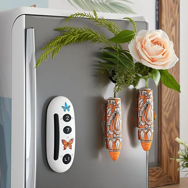 Ceramic_Pottery_Style_Cone_Planter_For_Home_Balcony_And_Living_Room_|_Flower_Vase_Planter_Floral_Cones_Decorative_Wall_Hanging_Planter_Pots_(Oval_(Orange))