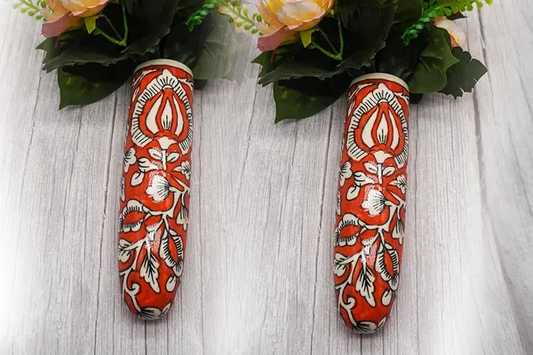 Ceramic_Pottery_Style_Cone_Planter_For_Home_Balcony_And_Living_Room_|_Flower_Vase_Planter_Floral_Cones_Decorative_Wall_Hanging_Planter_Pots_(Oval_(Orange))