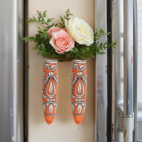 Ceramic_Pottery_Style_Cone_Planter_For_Home_Balcony_And_Living_Room_|_Flower_Vase_Planter_Floral_Cones_Decorative_Wall_Hanging_Planter_Pots_(Oval_(Orange))