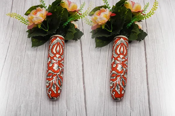 Ceramic_Pottery_Style_Cone_Planter_For_Home_Balcony_And_Living_Room_|_Flower_Vase_Planter_Floral_Cones_Decorative_Wall_Hanging_Planter_Pots_(Oval_(Orange))