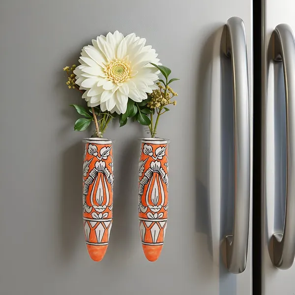 Ceramic_Pottery_Style_Cone_Planter_For_Home_Balcony_And_Living_Room_|_Flower_Vase_Planter_Floral_Cones_Decorative_Wall_Hanging_Planter_Pots_(Oval_(Orange))