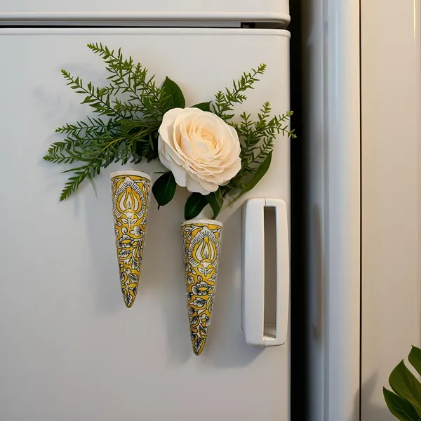 Handicrafts_Ceramic_Pottery_Style_Cone_Planter_For_Home_Balcony_And_Living_Room_|_Flower_Vase_Planter_Floral_Cones_Decorative_Wall_Hanging_Planter_Pots_(Cone_(Yellow))