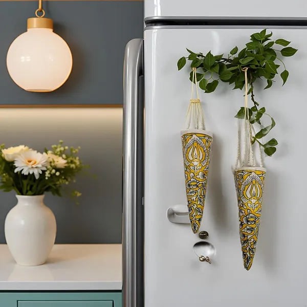Handicrafts_Ceramic_Pottery_Style_Cone_Planter_For_Home_Balcony_And_Living_Room_|_Flower_Vase_Planter_Floral_Cones_Decorative_Wall_Hanging_Planter_Pots_(Cone_(Yellow))