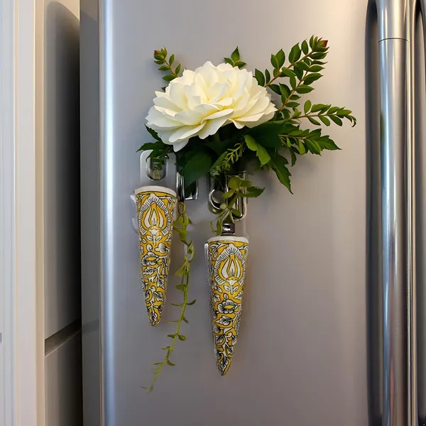 Handicrafts_Ceramic_Pottery_Style_Cone_Planter_For_Home_Balcony_And_Living_Room_|_Flower_Vase_Planter_Floral_Cones_Decorative_Wall_Hanging_Planter_Pots_(Cone_(Yellow))
