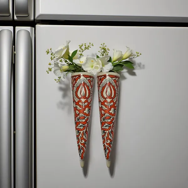 Ceramic_Pottery_Style_Cone_Planter_For_Home_Balcony_And_Living_Room_|_Flower_Vase_Planter_Floral_Cones_Decorative_Wall_Hanging_Planter_Pots_(Cone_(Red))