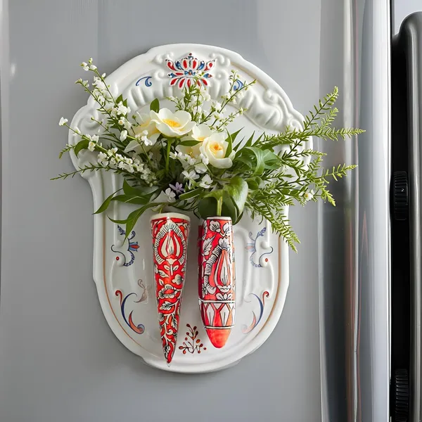 Handicrafts_Ceramic_Pottery_Style_Cone_And_Oval_Planter_For_Home_Balcony_And_Living_Room_|_Flower_Vase_Planter_Decorative_For_Wall_Hanging_Planter_Pots_-_Pack_Of_2_(Red-Oval+_Yellow-Cone)
