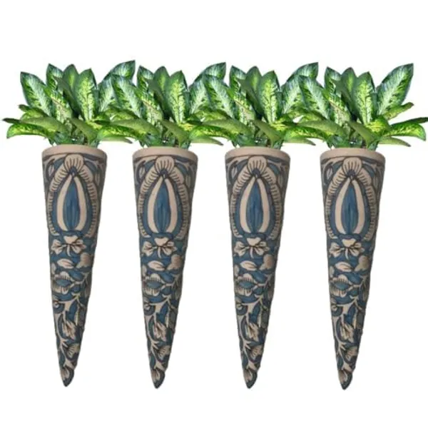 Ceramic_Pottery_Style_Cone_Planter_For_Home_Balcony_And_Living_Room_|_Flower_Vase_Planter_Floral_Cones_Decorative_Wall_Hanging_Planter_Pots_(Cone_(Blue))