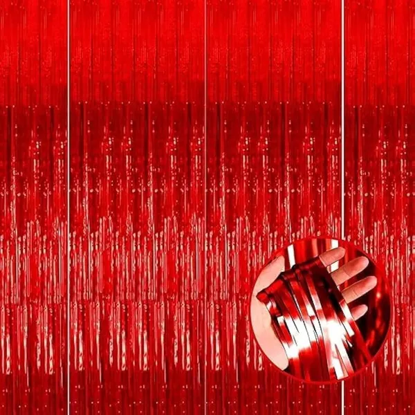 Golden_Fringe_Foil_Curtain_(Pack_Of_4)_For_Birthday/Anniversary/Marriage_And_Bachelorette_Decoration_(Red)