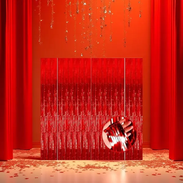 Golden_Fringe_Foil_Curtain_(Pack_Of_4)_For_Birthday/Anniversary/Marriage_And_Bachelorette_Decoration_(Red)
