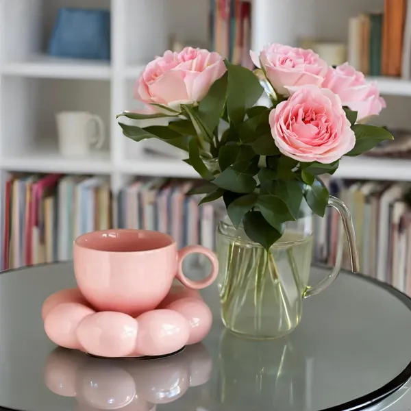 Ceramic_Bubble_Mug_&_Dessert_Plate_Set_|_Ideal_For_Gift_|_Coffee_Mug_For_Birthday,_Wedding,_Anniversary_Cup_Plate_Gift_For_Anyone_(Bubble_Cup)_(Pink),_200_Ml
