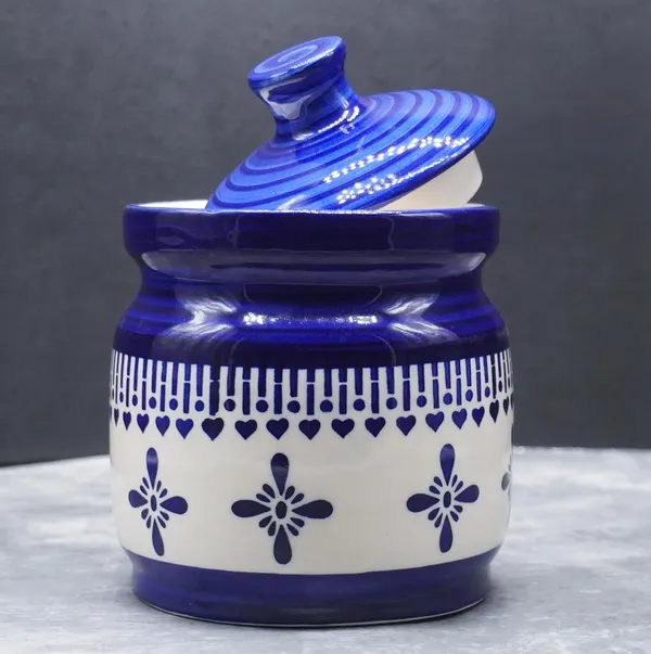Handicrafts_Ceramic_Pickle_Jars_1000_Ml_Pottery_Storage_Jar_For_Pickle,_Cornichon_Storage_Jar_For_Pickle_Barni_For_Achar,_Jar_Storage_Container_(Blue)