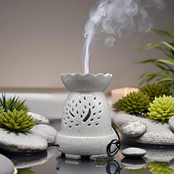 Ceramic_Electric_Aroma_Oil_Ceramic_Diffuser_Burner_In_Matka_Shape_With_Electric_Bulb_And_Oil_Glossy_Finish_Height_11_Cm_(White)