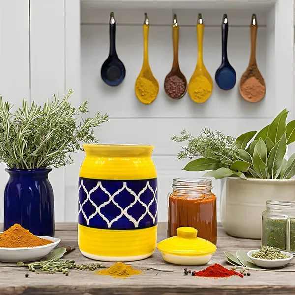Pure_Ceramic_Pickle_Jars_With_Unique_Lids_Multipurpose_Barni_For_Chutney,_Pickle_Jar_Storage_Container,_Dining_Table_Container_(500_Ml)_-_Multicolor