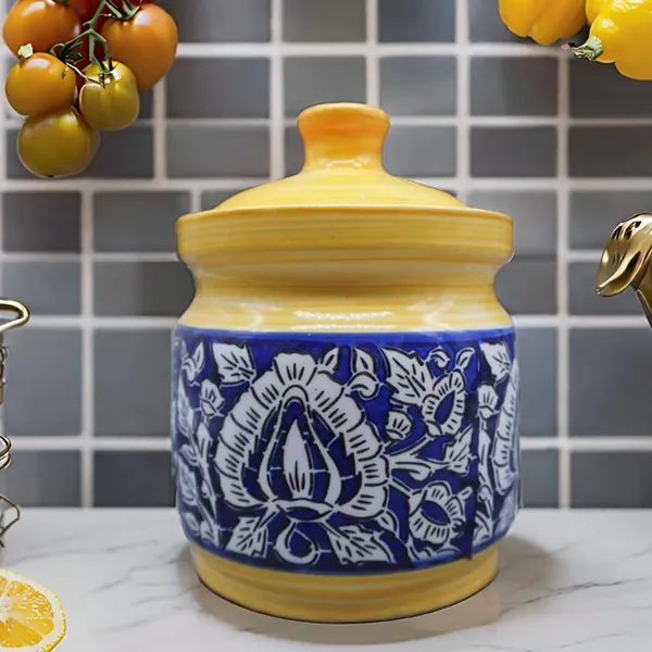 Pure_Ceramic_Pickle_Jars_With_Unique_Lids_Multipurpose_Barni_For_Chutney,_Pickle_Jar_Storage_Container,_Dining_Table_Container_(1000_Ml)_-_Yellow