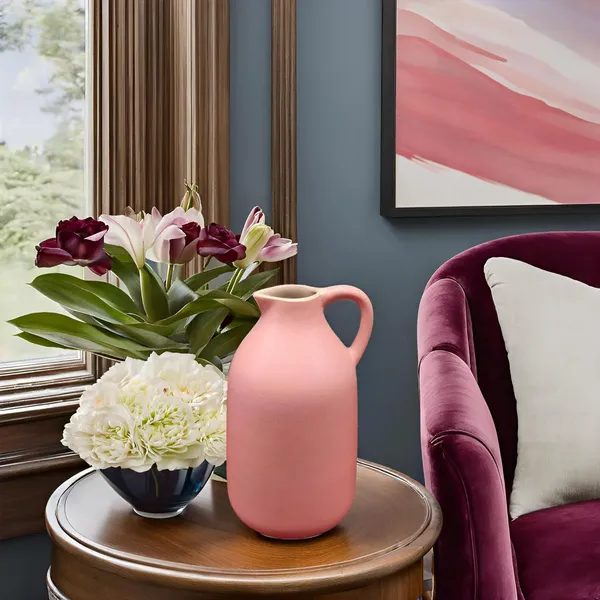 Handicrafts_Ceramic_Flower_Vase_In_Bottle_Shape__Stylish_Bottle_Shape_Design,_Ideal_For_Office_And_Living_Room_Centerpieces,_Elegant_Pot_For_Modern_Home_Decor,_Perfect_For_Any_Table_(Pink)