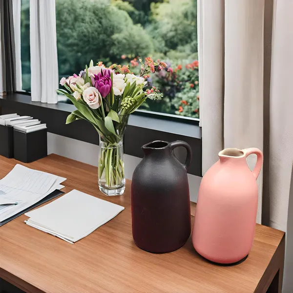 Handicrafts_Ceramic_Flower_Vase_In_Bottle_Shape__Stylish_Bottle_Shape_Design,_Ideal_For_Office_And_Living_Room_Centerpieces,_Elegant_Pot_For_Modern_Home_Decor_(Black_&_Pink)