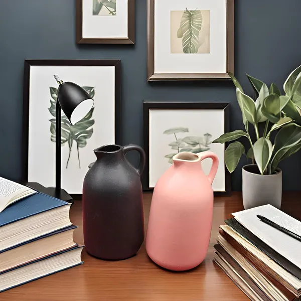 Handicrafts_Ceramic_Flower_Vase_In_Bottle_Shape__Stylish_Bottle_Shape_Design,_Ideal_For_Office_And_Living_Room_Centerpieces,_Elegant_Pot_For_Modern_Home_Decor_(Black_&_Pink)