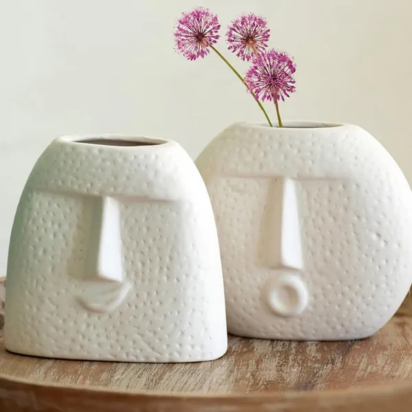 Ceramic_Tribal_Face_Vases_Pack_Of_2_|_Face_Shaped_Decorative_Flower_Pots_For_Living_Room_&_Bedroom_|_Unique_Home_Decoration_Items