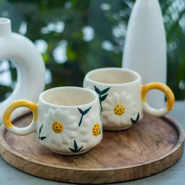 Sunflower_Blossom_Sculpted_Handmade_Ceramic_Cup_Gift_To_Best_Friend_Coffee/Tea/Milk/Green_Tea/Cold_Coffee_Mugs/Cup_Microwave,_Dishwasher_Safe_-_Sunflower_250_Ml_(Set_Of_1)