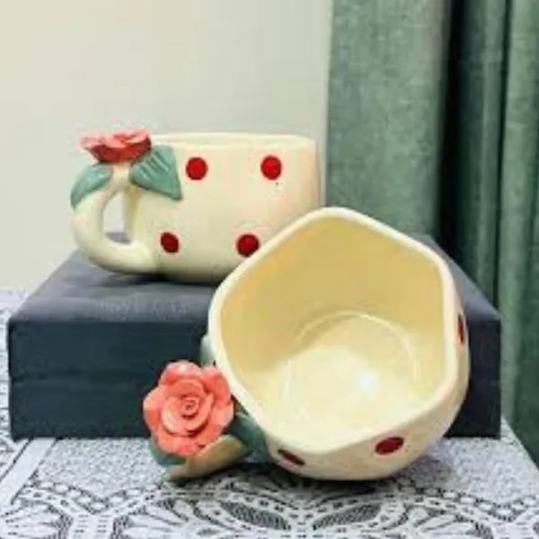 3D_Rose_Ceramic_Mug_|_Handmade_Polka_Dot_Coffee_&_Tea_Cup_|_Unique_Gift_For_Birthday,_Valentine_&_Anniversary_|_240Ml_|_Microwave_Safe_(Rose2)