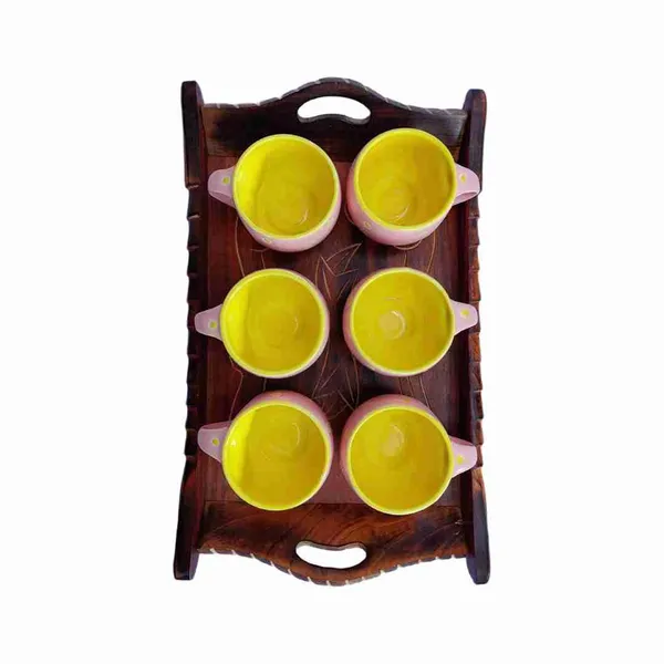 Wooden_Decorative_Serving_Trolley_With_Bowls|Multipurpose_Tray_For_Namkeen,Dry_Fruits,Snacks|Handmade_Brown_Finish|Tableware|Dinnerware|Rectangular_Serving_Trays|Set_Of_3