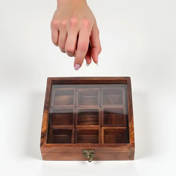 Wooden_Masala_Daani_|_9-Compartment_Spice_Box_With_Lid_|_Handcrafted_Wooden_Storage_Box_For_Kitchen_&_Dining_|_Traditional_Brown_Organizer_For_Indian_Spices