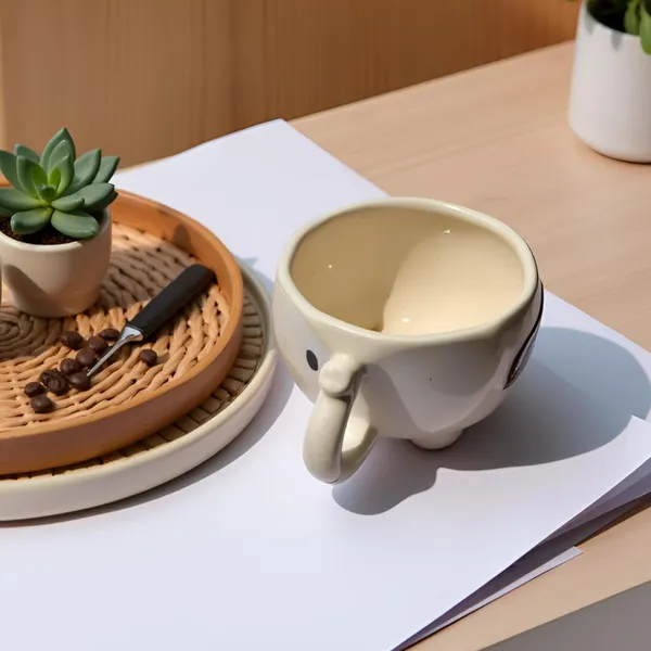 Ceramic_Elephant_Shaped_Mug_|_Cute_White_Animal_Mug_With_Trunk_Handle_&_Brown_Ear_|_Coffee,_Tea,_Milk_Cup_|_Kids_&_Gift_Friendly_|_(1_Piece)
