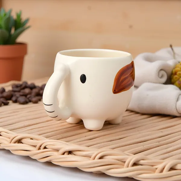 Ceramic_Elephant_Shaped_Mug_|_Cute_White_Animal_Mug_With_Trunk_Handle_&_Brown_Ear_|_Coffee,_Tea,_Milk_Cup_|_Kids_&_Gift_Friendly_|_(1_Piece)