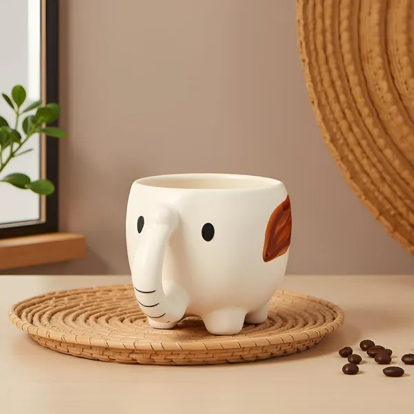Ceramic_Elephant_Shaped_Mug_|_Cute_White_Animal_Mug_With_Trunk_Handle_&_Brown_Ear_|_Coffee,_Tea,_Milk_Cup_|_Kids_&_Gift_Friendly_|_(1_Piece)