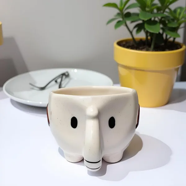 Ceramic_Elephant_Shaped_Mug_|_Cute_White_Animal_Mug_With_Trunk_Handle_&_Brown_Ear_|_Coffee,_Tea,_Milk_Cup_|_Kids_&_Gift_Friendly_|_(1_Piece)